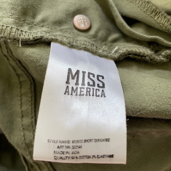 NWT Miss America Khaki Green Pocket Front Overalls Shorts Romper, Size XL - Picture 11 of 14